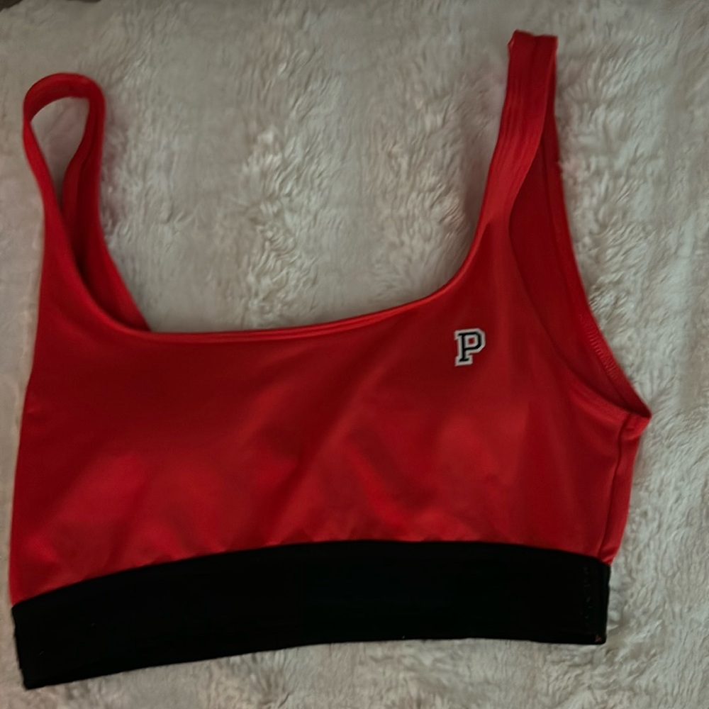 PINK red, padded sports bra.